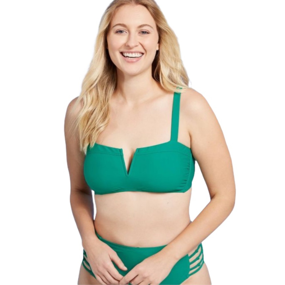 Shade & Shore Green Jewel V-Wire Bikini Top